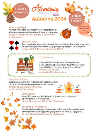 Le programme des ateliers et évènements d'automne