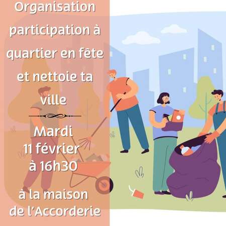 Organisation participation de l’Accorderie à quartier en fête et nettoie ta ville